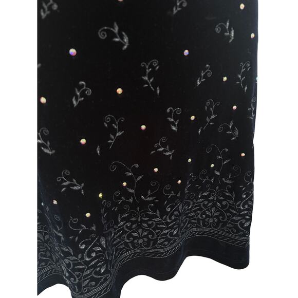 Y2K Velvet Halter Dress Rhinestone Navy Blue Floral Babydoll Bling Gothic Mini - Picture 3 of 5